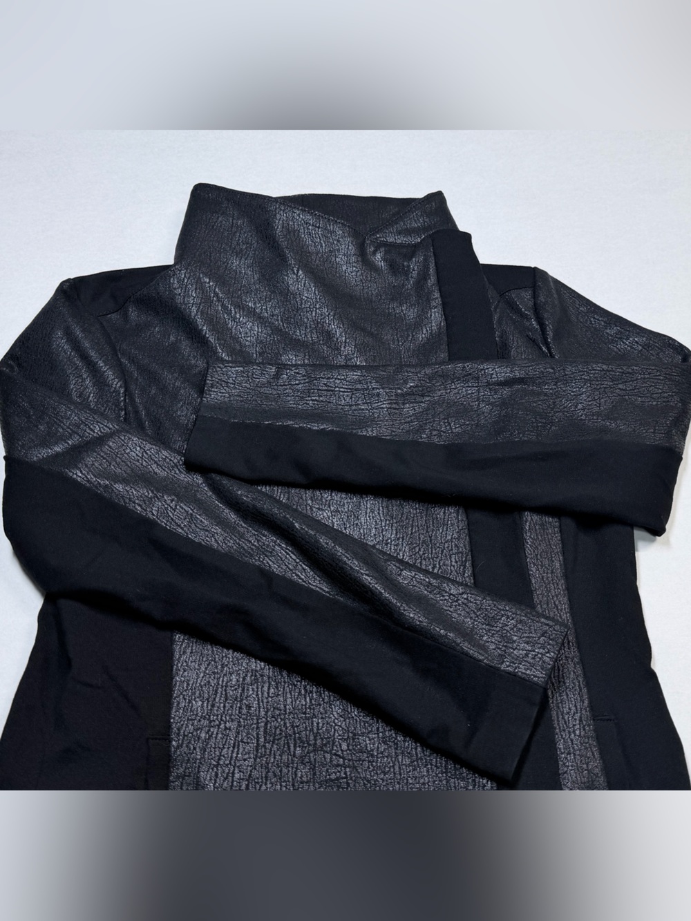 Two by Vince Camuto Black Mixed Media Faux Leather Night Out Jacket S